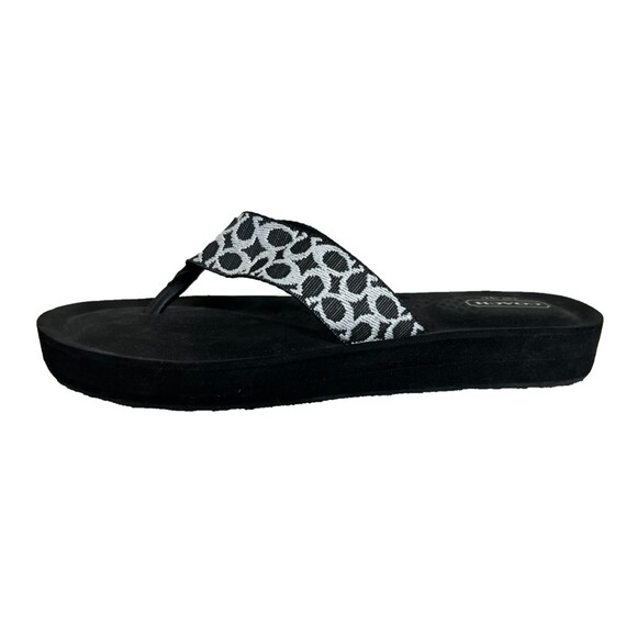Coach Jessalyn Flat Flip-Flop Thong Sandal Size 7.5B Black Signature C Print - Picture 3 of 11